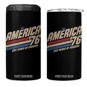 250th Anniversary USA America 76 4 in 1 Can Cooler Tumbler 250 Years Of Freedom 1776 2026 Retro TS11 One Size: 16 oz Black Print Your Wear