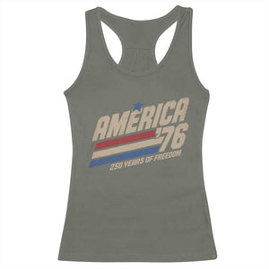 250th Anniversary USA America 76 Racerback Tank Top 250 Years Of Freedom 1776 2026 Retro TS11 Military Green Print Your Wear