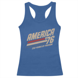 250th Anniversary USA America 76 Racerback Tank Top 250 Years Of Freedom 1776 2026 Retro TS11 Royal Blue Print Your Wear