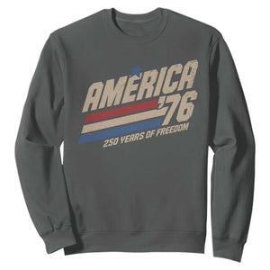 250th Anniversary USA America 76 Sweatshirt 250 Years Of Freedom 1776 2026 Retro TS11 Dark Heather Print Your Wear
