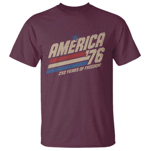 250th Anniversary USA America 76 T Shirt 250 Years Of Freedom 1776 2026 Retro TS11 Maroon Print Your Wear