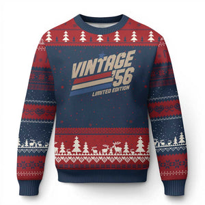 70th Birthday Ugly Christmas Sweater Vintage 1956 70 Years Old Birthday USA Stripes TS11 Navy Red Print Your Wear