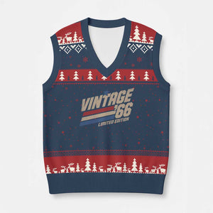60th Birthday V-Neck Knit Sweater Vest Vintage 1966 60 Years Old Birthday USA Stripes TS11 Navy Red Print Your Wear