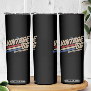 60th Birthday Skinny Tumbler Vintage 1966 60 Years Old Birthday USA Stripes