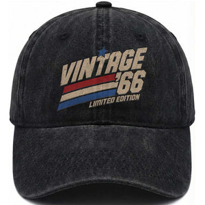 60th Birthday Washed Cotton Baseball Cap Vintage 1966 60 Years Old Birthday USA Stripes