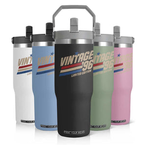 30th Birthday Flip Straw Tumbler Vintage 1996 30 Years Old Birthday USA Stripes