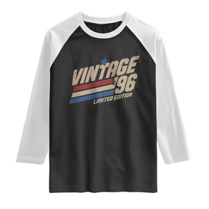 30th Birthday Raglan Shirt Vintage 1996 30 Years Old Birthday USA Stripes