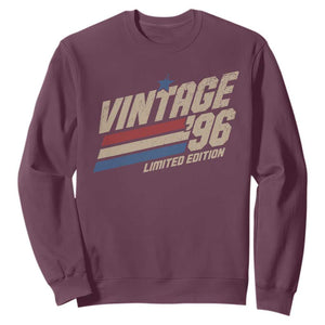 30th Birthday Sweatshirt Vintage 1996 30 Years Old Birthday USA Stripes TS11 Maroon Print Your Wear