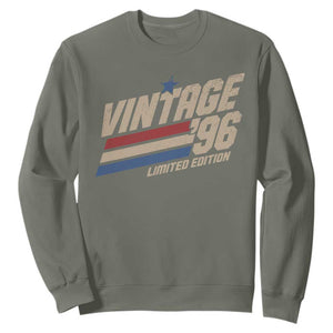 30th Birthday Sweatshirt Vintage 1996 30 Years Old Birthday USA Stripes TS11 Military Green Print Your Wear