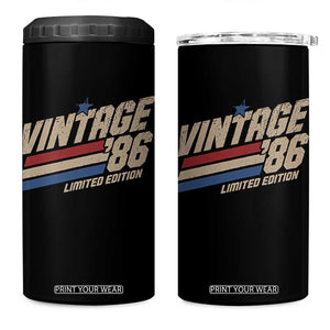 40th Birthday 4 in 1 Can Cooler Tumbler Vintage 1986 40 Years Old Birthday USA Stripes TS11 One Size: 16 oz Black Print Your Wear