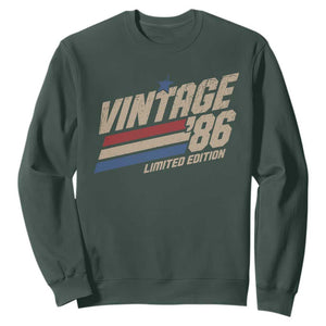 40th Birthday Sweatshirt Vintage 1986 40 Years Old Birthday USA Stripes TS11 Dark Forest Green Print Your Wear
