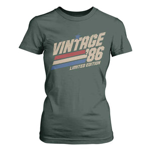 40th Birthday T Shirt For Women Vintage 1986 40 Years Old Birthday USA Stripes TS11 Dark Forest Green Print Your Wear