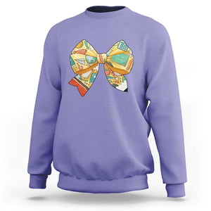 Funny Back To School Sweatshirt Cute Coquettes School Supplies Bow First Day TS11 Violet Print Your Wear
