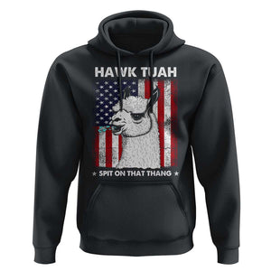 Funny Llama Hoodie Hawk Tuah Spit On That Thang American Flag TS11 Black Print Your Wear