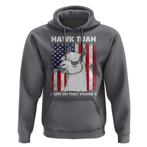 Funny Llama Hoodie Hawk Tuah Spit On That Thang American Flag TS11 Charcoal Print Your Wear