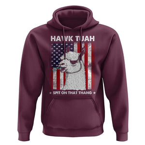 Funny Llama Hoodie Hawk Tuah Spit On That Thang American Flag TS11 Maroon Print Your Wear