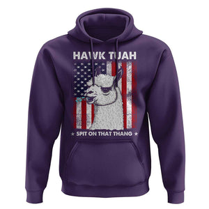 Funny Llama Hoodie Hawk Tuah Spit On That Thang American Flag TS11 Purple Print Your Wear