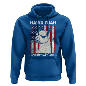 Funny Llama Hoodie Hawk Tuah Spit On That Thang American Flag TS11 Royal Blue Print Your Wear