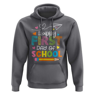 Happy First Day Of School Hoodie Cute Pencil Paper Plane Heart TS11 Charcoal Print Your Wear