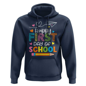Happy First Day Of School Hoodie Cute Pencil Paper Plane Heart TS11 Navy Print Your Wear