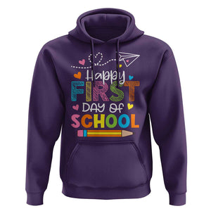 Happy First Day Of School Hoodie Cute Pencil Paper Plane Heart TS11 Purple Print Your Wear