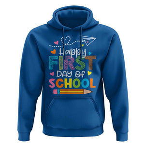 Happy First Day Of School Hoodie Cute Pencil Paper Plane Heart TS11 Royal Blue Print Your Wear
