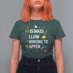 Math Teacher T Shirt For Women Mistakes Allow Thinking To Happen Vintage Mathematical TS11 Dark Forest Green Print Your Wear
