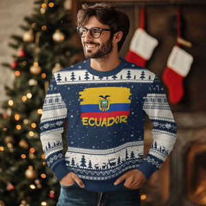 Ecuadorian Heritage Brushstroke Ecuador Flag Graphic Ugly Christmas Sweater