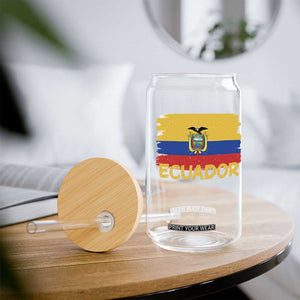 Ecuadorian Heritage Brushstroke Ecuador Flag Graphic Glass Can