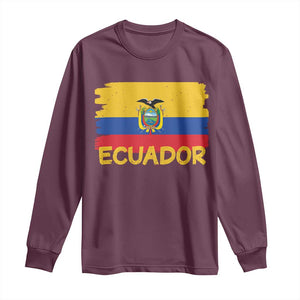 Ecuadorian Heritage Brushstroke Ecuador Flag Graphic Long Sleeve Shirt
