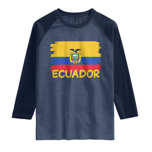 Ecuadorian Heritage Brushstroke Ecuador Flag Graphic Raglan Shirt