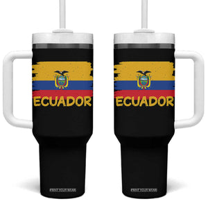 Ecuadorian Heritage Brushstroke Ecuador Flag Graphic Tumbler With Handle