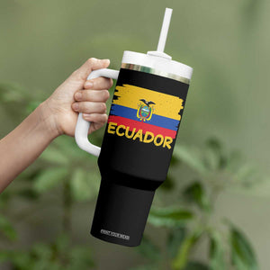 Ecuadorian Heritage Brushstroke Ecuador Flag Graphic Tumbler With Handle