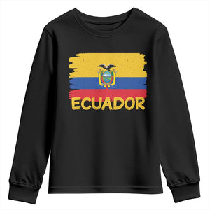 Ecuadorian Heritage Brushstroke Ecuador Flag Graphic Youth Sweatshirt