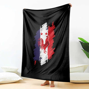 France Gallic Rooster Football Two Stars Brushstroke French Flag Graphic Throw Blanket