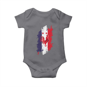 France Gallic Rooster Football Two Stars Brushstroke French Flag Graphic Baby Onesie