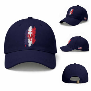 France Gallic Rooster Football Two Stars Brushstroke French Flag Graphic Baseball Cap