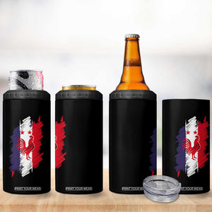 France Gallic Rooster Football Two Stars Brushstroke French Flag Graphic 4 in 1 Can Cooler Tumbler