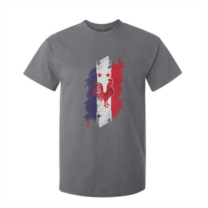 France Gallic Rooster Football Two Stars Brushstroke French Flag Graphic T Shirt For Kid