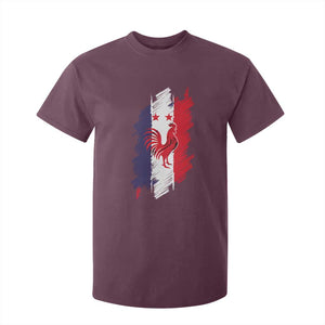 France Gallic Rooster Football Two Stars Brushstroke French Flag Graphic T Shirt For Kid
