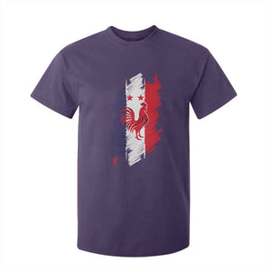 France Gallic Rooster Football Two Stars Brushstroke French Flag Graphic T Shirt For Kid