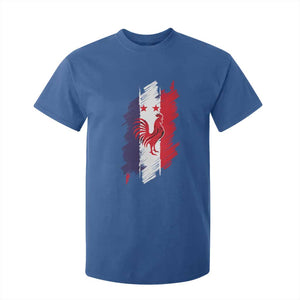France Gallic Rooster Football Two Stars Brushstroke French Flag Graphic T Shirt For Kid