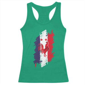 France Gallic Rooster Football Two Stars Brushstroke French Flag Graphic Racerback Tank Top