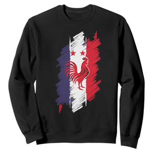 France Gallic Rooster Football Two Stars Brushstroke French Flag Graphic Sweatshirt