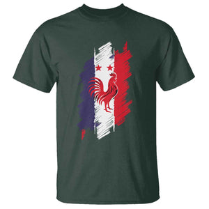France Gallic Rooster Football Two Stars Brushstroke French Flag Graphic T Shirt