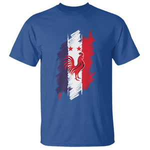 France Gallic Rooster Football Two Stars Brushstroke French Flag Graphic T Shirt