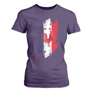 France Gallic Rooster Football Two Stars Brushstroke French Flag Graphic T Shirt For Women