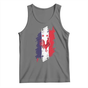 France Gallic Rooster Football Two Stars Brushstroke French Flag Graphic Tank Top