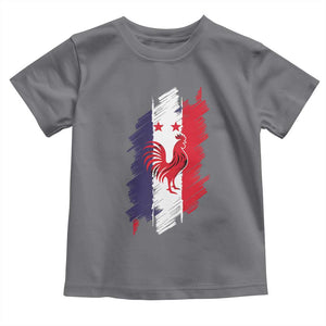 France Gallic Rooster Football Two Stars Brushstroke French Flag Graphic Toddler T Shirt