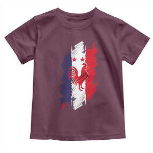 France Gallic Rooster Football Two Stars Brushstroke French Flag Graphic Toddler T Shirt